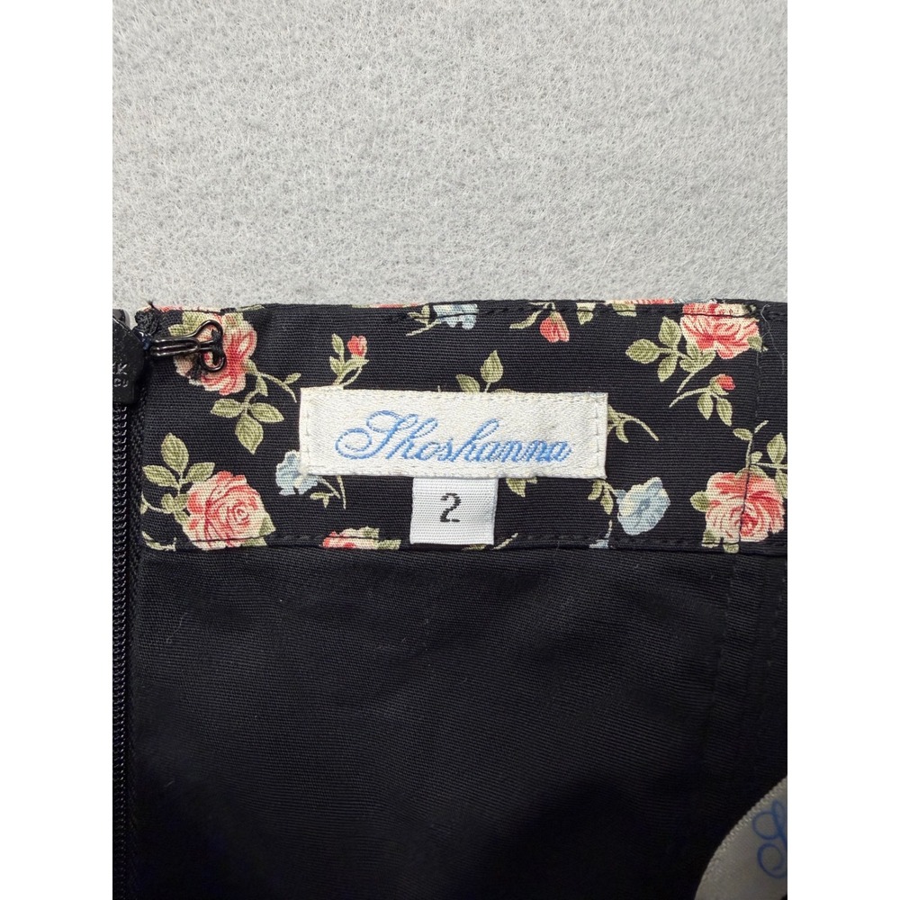 Shoshanna Strapless Dress Womens 2 Black Floral Rose Vintage 90s Mini Fit Flare - Picture 5 of 13